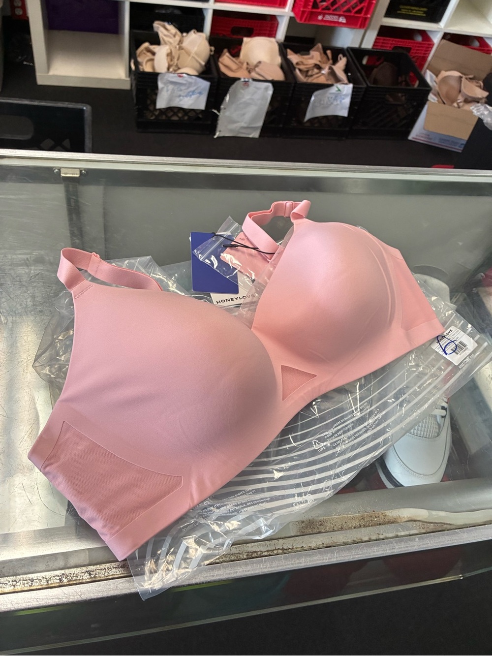 Women’s Honeylove Crossover Contour Bra New Sz 38D NWT Pink